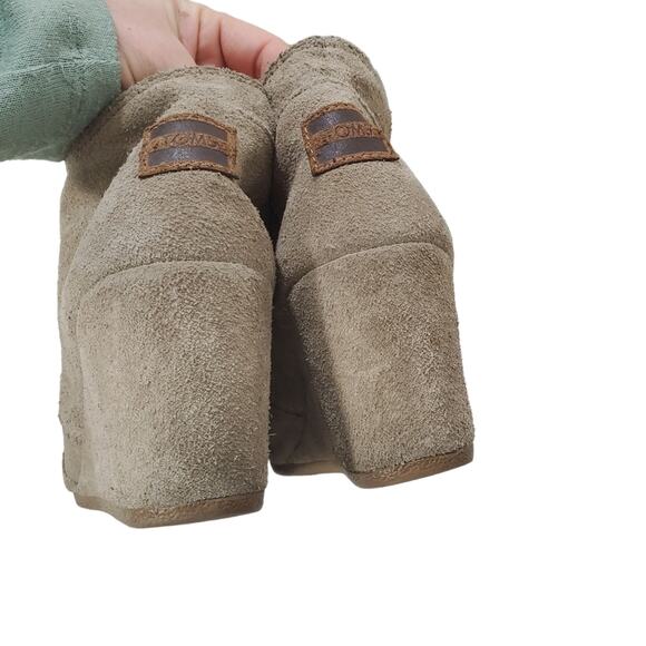 Toms | Tan Suede Lace Up Wedge Booties - Picture 7 of 11